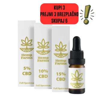 Olje CBD Hemp Farms Combo 5%+10%+15% 30ml. Full Spectrum